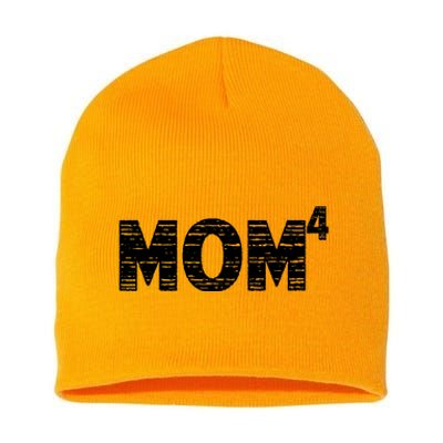 Mom4, Four, Mother's Day, Best Mom, Mother of 4 Short Acrylic Beanie