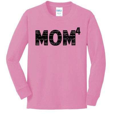 Mom4, Four, Mother's Day, Best Mom, Mother of 4 Kids Long Sleeve Shirt