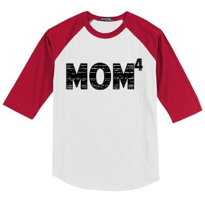 Mom4, Four, Mother's Day, Best Mom, Mother of 4 Kids Colorblock Raglan Jersey