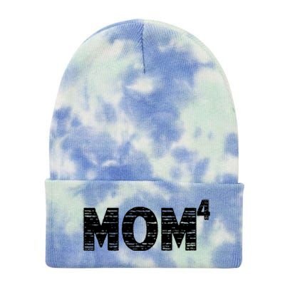 Mom4, Four, Mother's Day, Best Mom, Mother of 4 Tie Dye 12in Knit Beanie