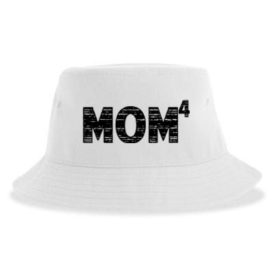 Mom4, Four, Mother's Day, Best Mom, Mother of 4 Sustainable Bucket Hat