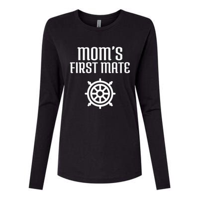 Mom's First Mate Boating Boat Sailor Boat Sailing Captain Gift Womens Cotton Relaxed Long Sleeve T-Shirt