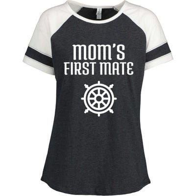 Mom's First Mate Boating Boat Sailor Boat Sailing Captain Gift Enza Ladies Jersey Colorblock Tee