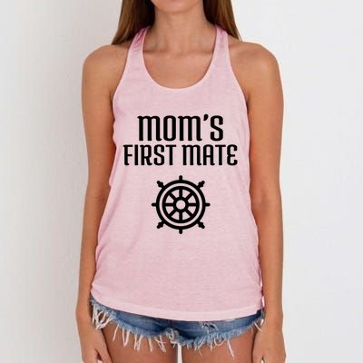 Mom's First Mate Boating Boat Sailor Boat Sailing Captain Gift Women's Knotted Racerback Tank