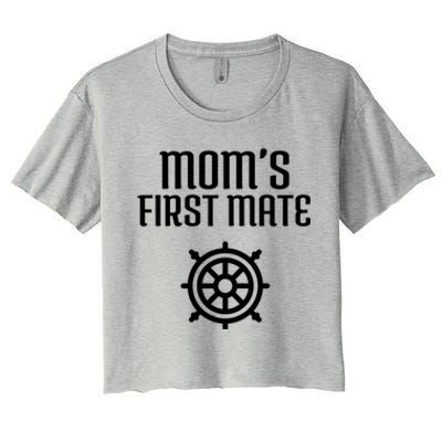 Mom's First Mate Boating Boat Sailor Boat Sailing Captain Gift Women's Crop Top Tee