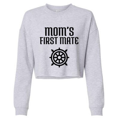 Mom's First Mate Boating Boat Sailor Boat Sailing Captain Gift Cropped Pullover Crew