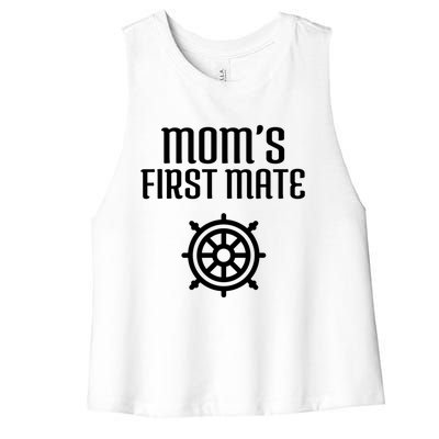 Mom's First Mate Boating Boat Sailor Boat Sailing Captain Gift Women's Racerback Cropped Tank