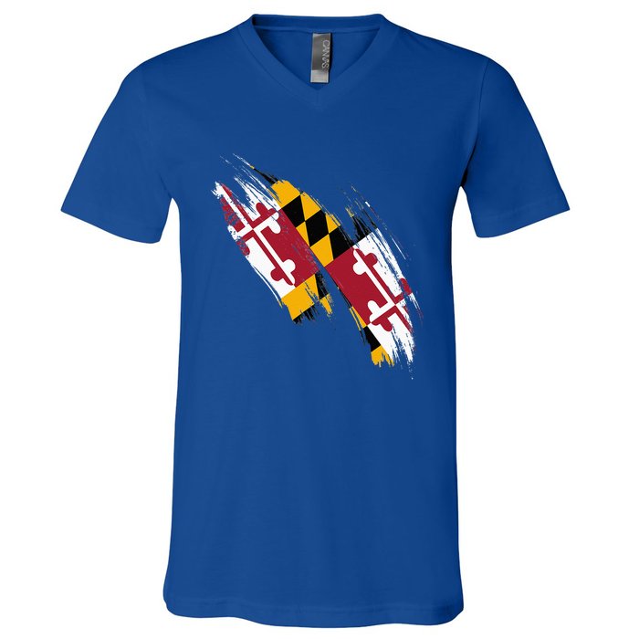 Maryland Flag Marylander Maryland Flag State Pride V-Neck T-Shirt