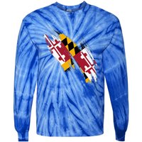 Maryland Flag Marylander Maryland Flag State Pride Tie-Dye Long Sleeve Shirt