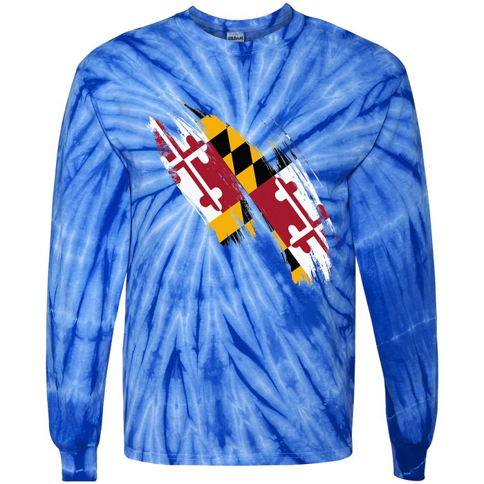 Maryland Flag Marylander Maryland Flag State Pride Tie-Dye Long Sleeve Shirt