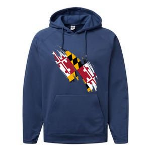 Maryland Flag Marylander Maryland Flag State Pride Performance Fleece Hoodie