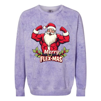 Merry Flexmas Muscles For Christmas Santa Fitness Gym Xmas Colorblast Crewneck Sweatshirt