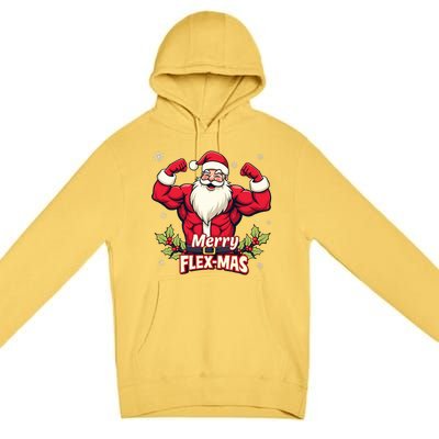 Merry Flexmas Muscles For Christmas Santa Fitness Gym Xmas Premium Pullover Hoodie