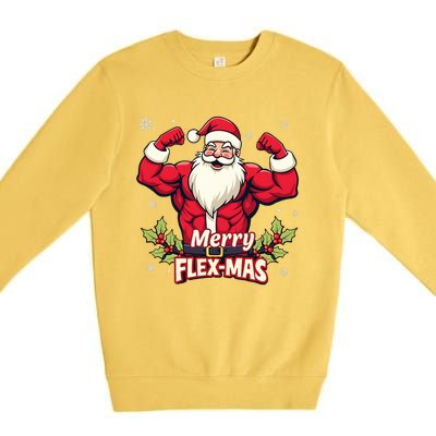 Merry Flexmas Muscles For Christmas Santa Fitness Gym Xmas Premium Crewneck Sweatshirt