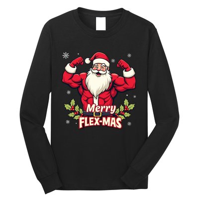 Merry Flexmas Muscles For Christmas Santa Fitness Gym Xmas Long Sleeve Shirt