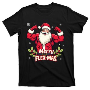 Merry Flexmas Muscles For Christmas Santa Fitness Gym Xmas T-Shirt