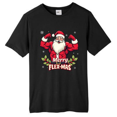 Merry Flexmas Muscles For Christmas Santa Fitness Gym Xmas Tall Fusion ChromaSoft Performance T-Shirt