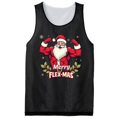 Merry Flexmas Muscles For Christmas Santa Fitness Gym Xmas Mesh Reversible Basketball Jersey Tank