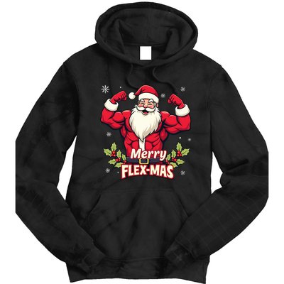 Merry Flexmas Muscles For Christmas Santa Fitness Gym Xmas Tie Dye Hoodie