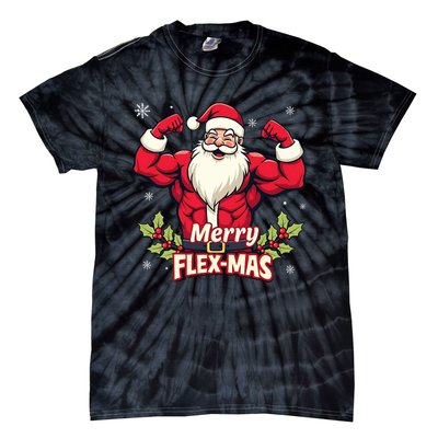 Merry Flexmas Muscles For Christmas Santa Fitness Gym Xmas Tie-Dye T-Shirt