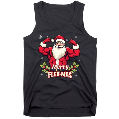 Merry Flexmas Muscles For Christmas Santa Fitness Gym Xmas Tank Top