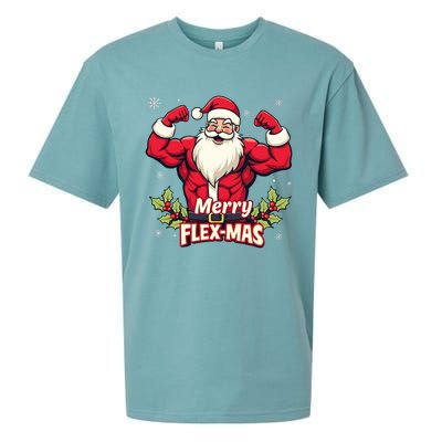 Merry Flexmas Muscles For Christmas Santa Fitness Gym Xmas Sueded Cloud Jersey T-Shirt