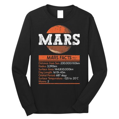 Mars Facts Mars Planet Space Lover Long Sleeve Shirt