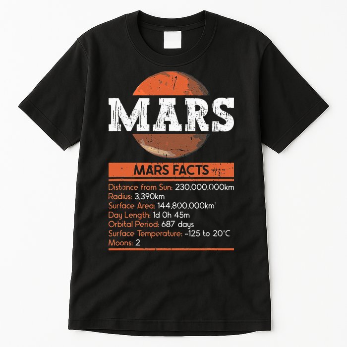 Mars Facts Mars Planet Space Lover Tall T-Shirt
