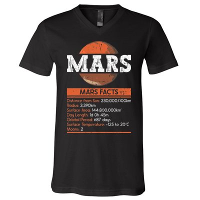 Mars Facts Mars Planet Space Lover V-Neck T-Shirt