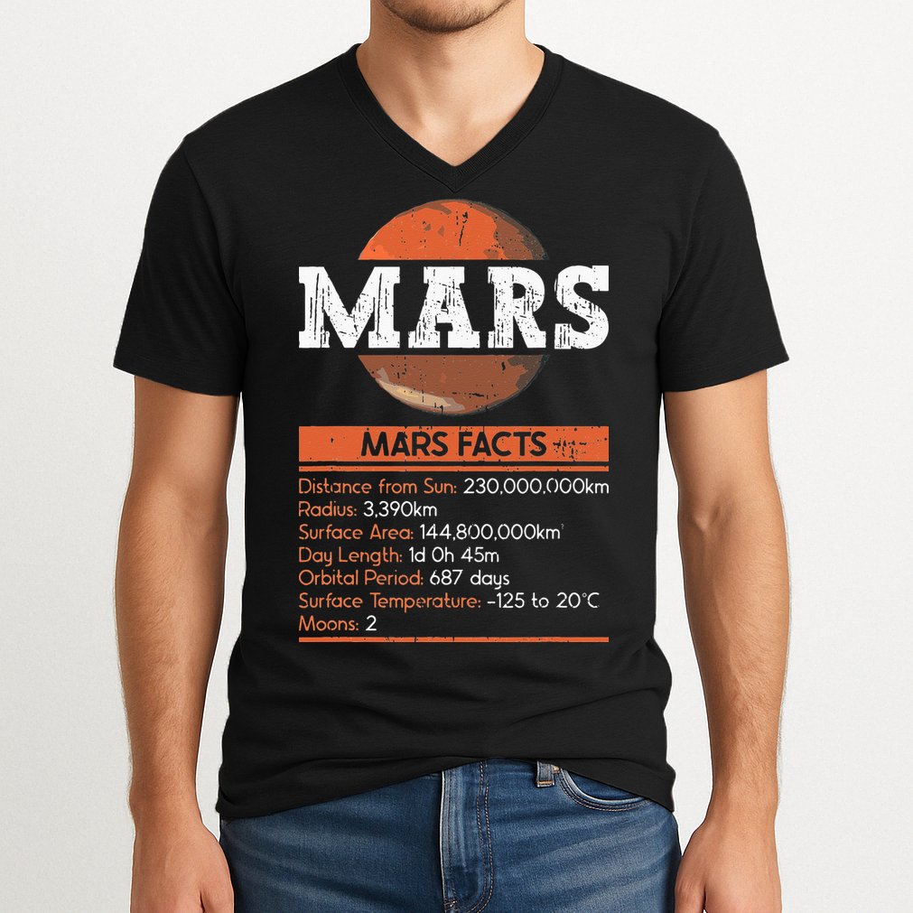 Mars Facts Mars Planet Space Lover V-Neck T-Shirt