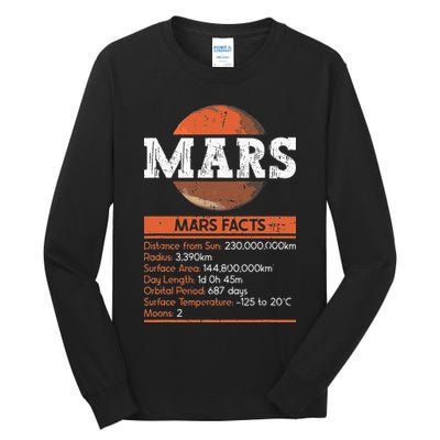 Mars Facts Mars Planet Space Lover Tall Long Sleeve T-Shirt
