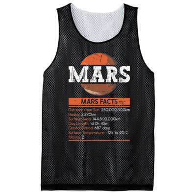 Mars Facts Mars Planet Space Lover Mesh Reversible Basketball Jersey Tank