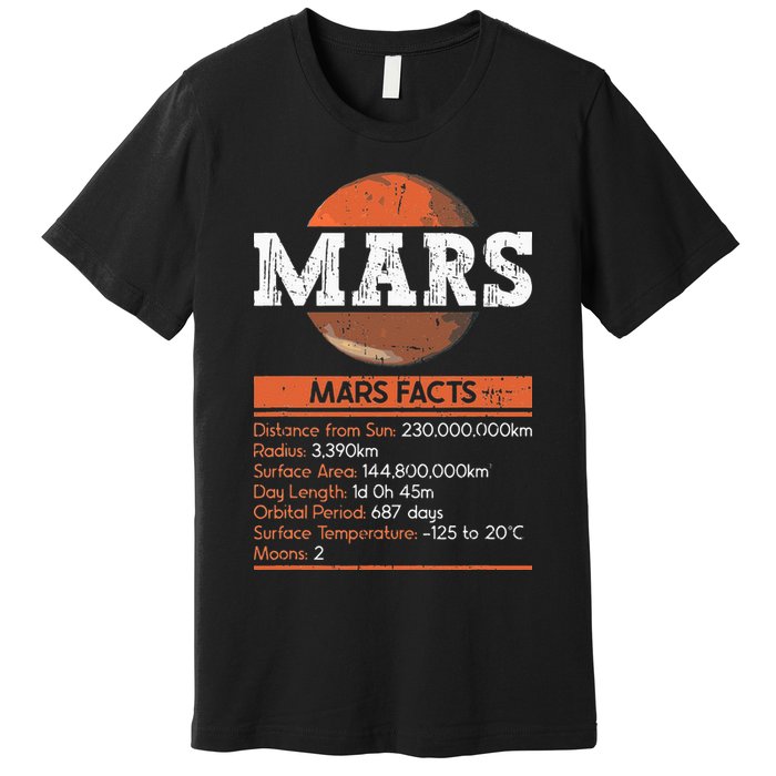 Mars Facts Mars Planet Space Lover Premium T-Shirt
