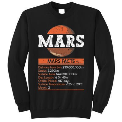 Mars Facts Mars Planet Space Lover Tall Sweatshirt