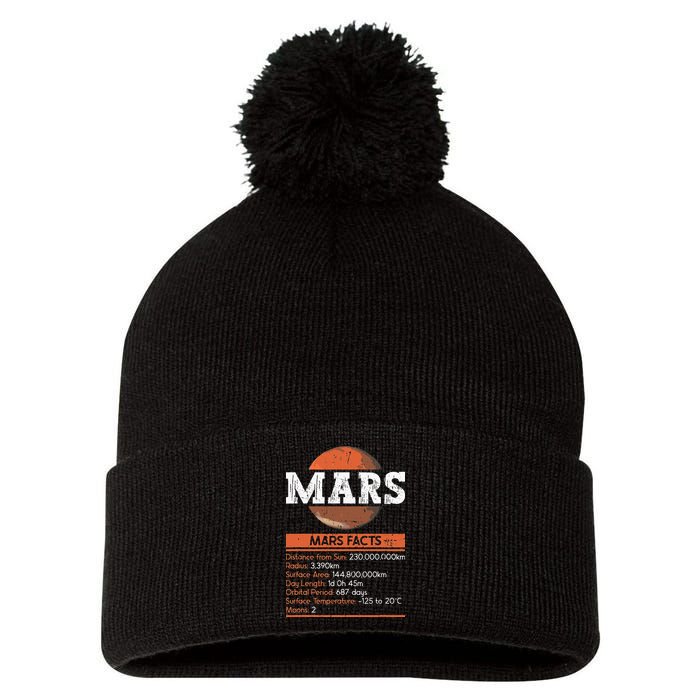Mars Facts Mars Planet Space Lover Pom Pom 12in Knit Beanie
