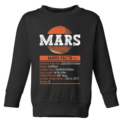 Mars Facts Mars Planet Space Lover Toddler Sweatshirt
