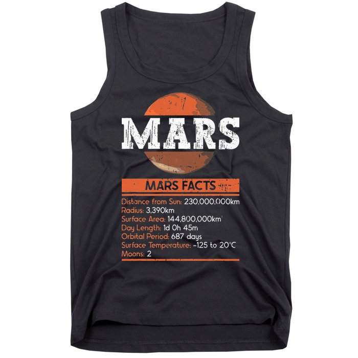 Mars Facts Mars Planet Space Lover Tank Top