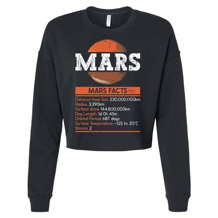 Mars Facts Mars Planet Space Lover Cropped Pullover Crew