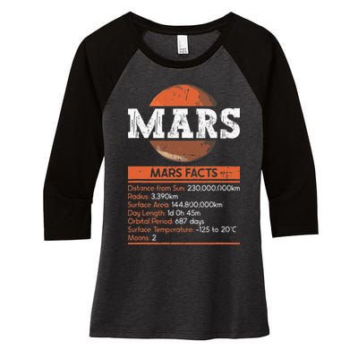 Mars Facts Mars Planet Space Lover Women's Tri-Blend 3/4-Sleeve Raglan Shirt
