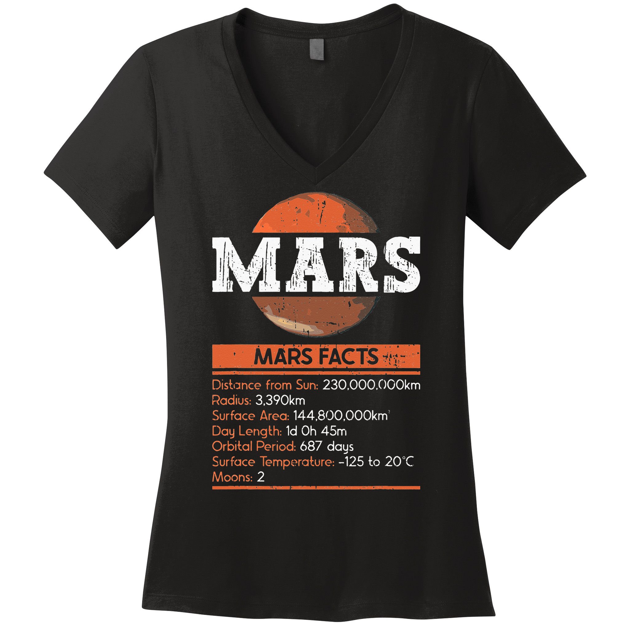 Mars Facts Mars Planet Space Lover Women's V-Neck T-Shirt
