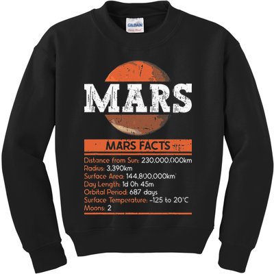 Mars Facts Mars Planet Space Lover Kids Sweatshirt