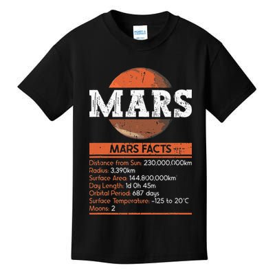 Mars Facts Mars Planet Space Lover Kids T-Shirt