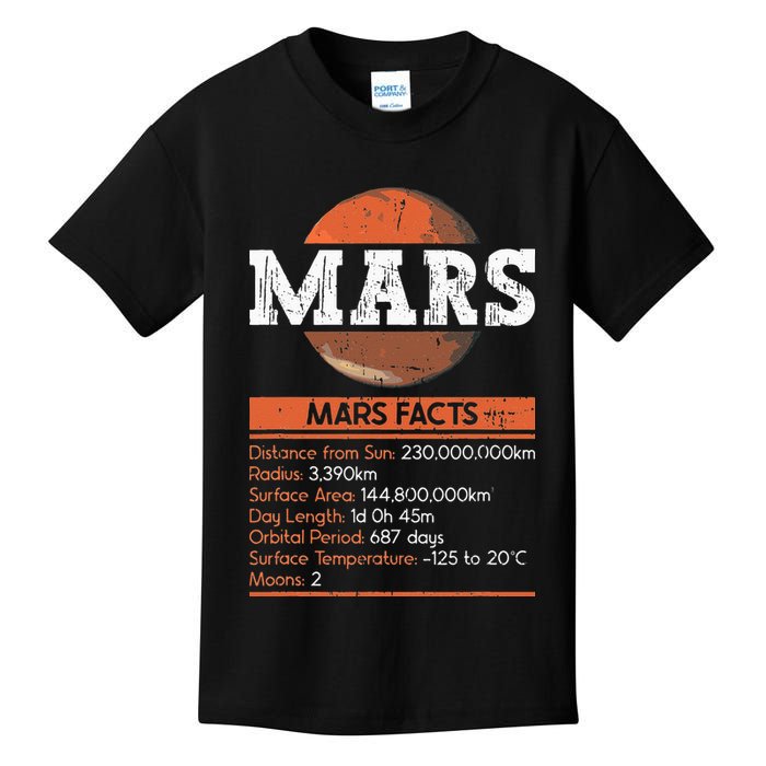 Mars Facts Mars Planet Space Lover Kids T-Shirt