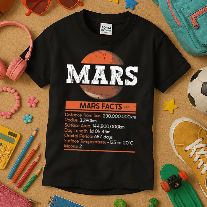 Mars Facts Mars Planet Space Lover Kids T-Shirt