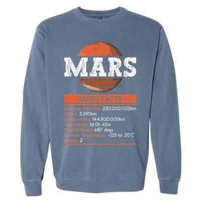 Mars Facts Mars Planet Space Lover Garment-Dyed Sweatshirt