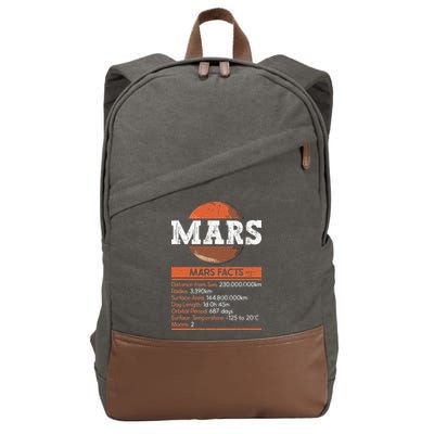 Mars Facts Mars Planet Space Lover Cotton Canvas Backpack