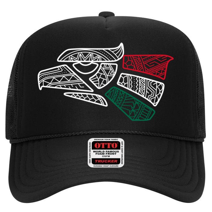 Mexico Flag Mexican Eagle Aztec Style Hecho En Mexico High Crown Mesh Back Trucker Hat