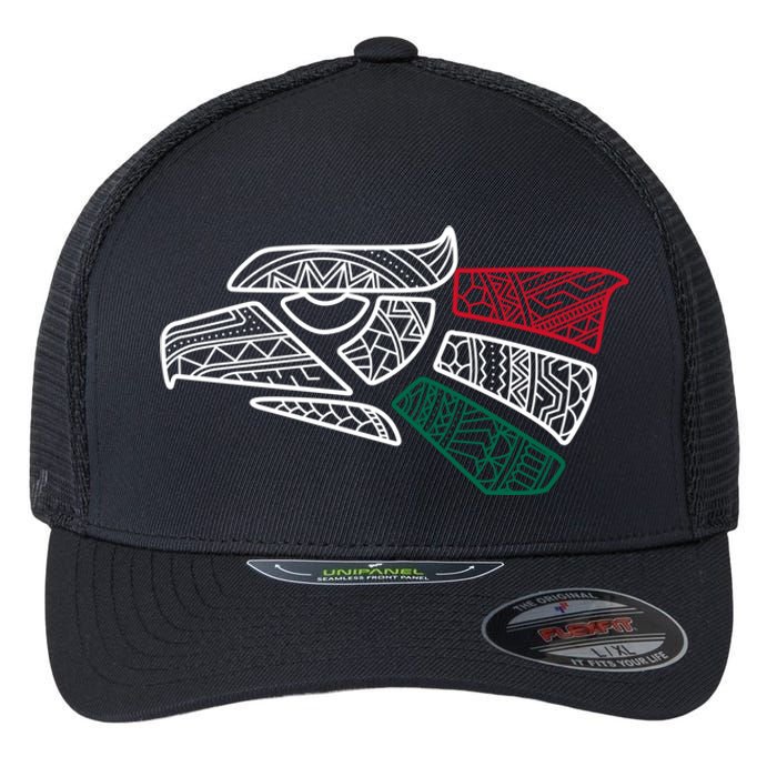 Mexico Flag Mexican Eagle Aztec Style Hecho En Mexico Flexfit Unipanel Trucker Cap