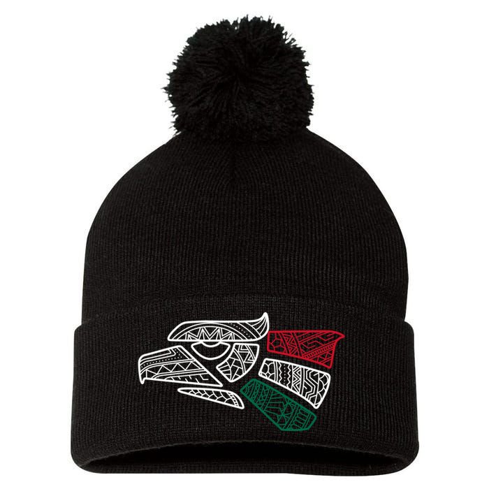 Mexico Flag Mexican Eagle Aztec Style Hecho En Mexico Pom Pom 12in Knit Beanie