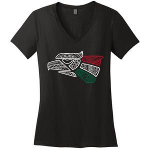 Mexico Flag Mexican Eagle Aztec Style Hecho En Mexico Women's V-Neck T-Shirt